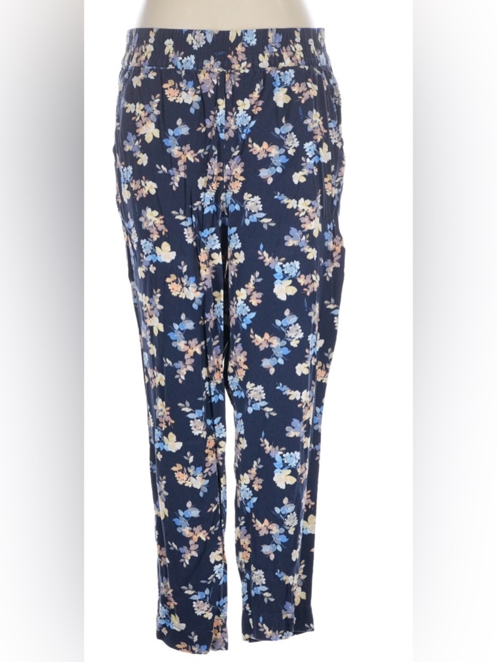 Jessica Simpson Navy Floral Elastic Waist Trousers